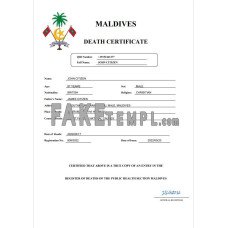 Maldives vital record fake death certificate Word and PDF template