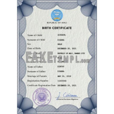 Mali fake birth certificate photoshop template PSD 