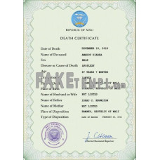 Mali fake death certificate photoshop template PSD 