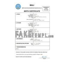 Mali vital record fake birth certificate Word and PDF template