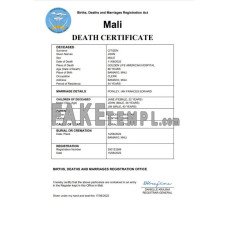 Mali vital record fake death certificate Word and PDF template