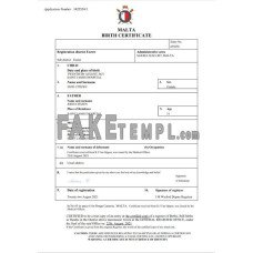 Malta fake birth certificate Word and PDF template