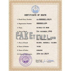 Marshall Islands fake death certificate photoshop template PSD 