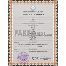 Marshall Islands fake marriage certificate photoshop template PSD 