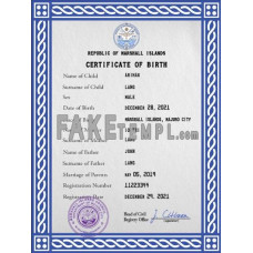 Marshall Islands vital record fake birth certificate Word and PDF template