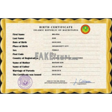 Mauritania fake birth certificate photoshop template PSD 