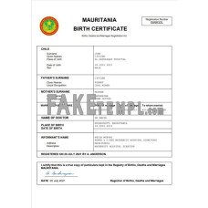 Mauritania fake birth certificate Word and PDF template