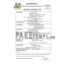 Mauritius fake death certificate Word and PDF template