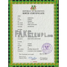 Mauritius fake vital record birth certificate photoshop template PSD 