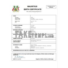 Mauritius vital record fake birth certificate Word and PDF template