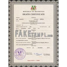 Mauritius fake vital record death photoshop certificate PSD