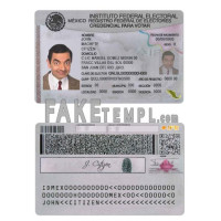 Mexico fake identity card photoshop template PSD