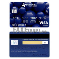 Mexico Inbursa bank fake visa classic card photoshop template PSD