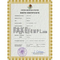 Mexico fake vital record birth certificate photoshop template PSD 