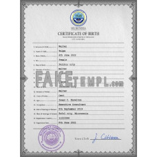 Micronesia fake birth certificate photoshop template PSD 