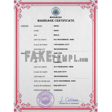 Micronesia fake marriage certificate photoshop template PSD 