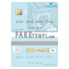 Monaco Barclays Bank PLC bank fake visa debit card photoshop template PSD