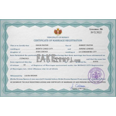 Monaco fake marriage certificate photoshop template PSD 