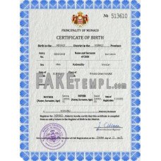 Monaco fake vital record birth certificate photoshop template PSD 