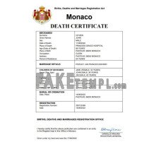 Monaco vital record fake death certificate Word and PDF template