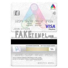 Mongolia Arig bank fake visa electron card photoshop template PSD