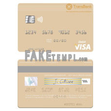 Mongolia TransBank of Mongolia bank fake visa debit card photoshop template PSD