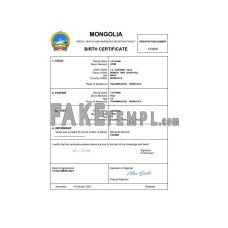 Mongolia fake birth certificate Word and PDF template