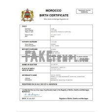 Morocco vital record fake birth certificate Word and PDF template