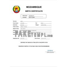 Mozambique fake birth certificate Word and PDF template