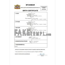 Myanmar vital record fake birth certificate Word and PDF template