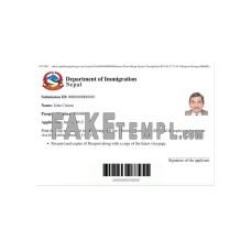 Nepal electronic fake tourist visa photoshop template PSD