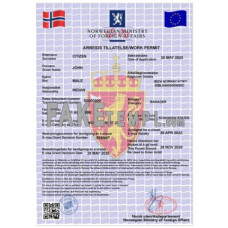 Norway work permit, fake e-visa photoshop template PSD