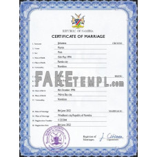 Namibia fake marriage certificate photoshop template PSD 