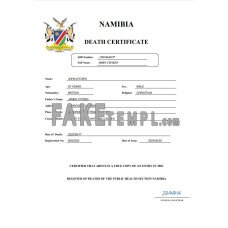 Namibia vital record fake death certificate Word and PDF template