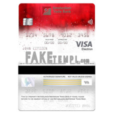 Netherlands Amsterdam Trade bank fake visa electron card photoshop template PSD