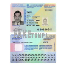 Netherlands fake identity card photoshop template PSD 