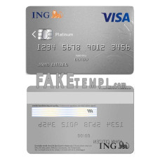 Netherlands ING Bank fake visa card photoshop template PSD