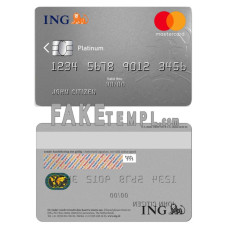 Netherlands ING Bank fake mastercard photoshop template PSD