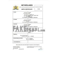 Netherlands vital record fake birth certificate Word and PDF template