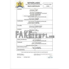 Netherlands vital record fake death certificate Word and PDF template