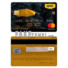 New Zealand Ami Insurance Limited bank fake mastercard photoshop template PSD