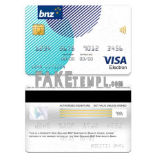 New Zealand BNZ Greymouth bank fake visa electron card photoshop template PSD