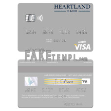 New Zealand Heartland Bank fake visa debit card photoshop template PSD