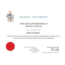 New Zealand Massey University fake diploma template PSD - fully editable Photoshop template