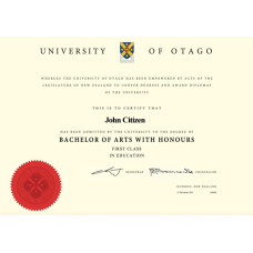 New Zealand University of Otago fake diploma photoshop template PSD