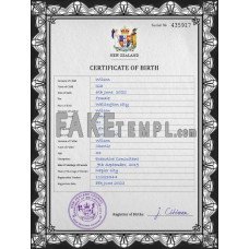 New Zealand fake birth certificate photoshop template PSD 