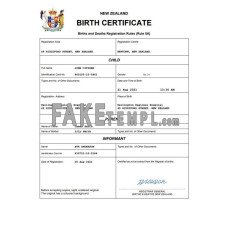 New Zealand fake birth certificate Word and PDF template