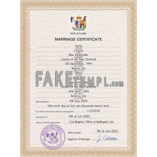 New Zealand fake marriage certificate photoshop template PSD 