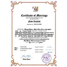 New Zealand fake marriage certificate Word and PDF template