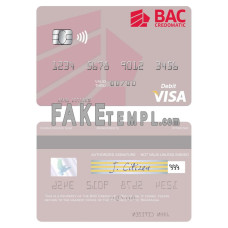 Nicaragua BAC Credomatic fake visa debit card photoshop template PSD